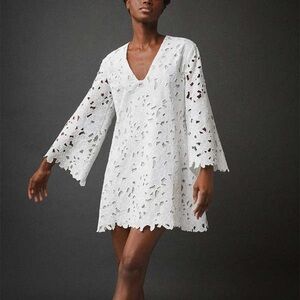 Cara Cara Annabelle White Lace Bell Sleeve Dress